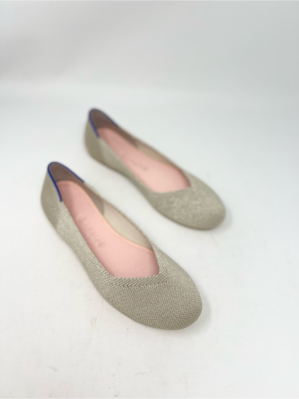 ROTHY’S The Flat In Metallic In Neutral Shimmer Round Toe Flats Size 6